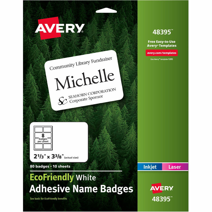 Avery&reg; Eco-friendly Premium Name Badge Labels - AVE48395