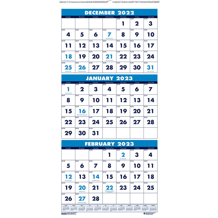 House of Doolittle 3-month Vertical 17" Wall Calendar - HOD3646