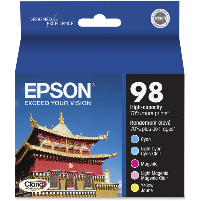 Epson Claria T098920 Original Inkjet Ink Cartridge - Cyan, Magenta, Yellow, Light Cyan, Light Magenta - 1 / Pack - EPST098920S