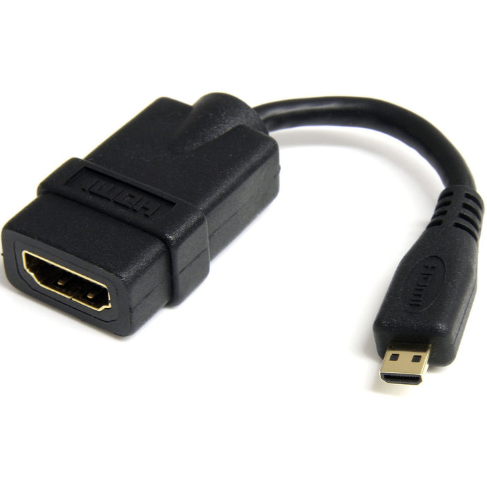 StarTech.com Micro HDMI to HDMI Adapter Dongle, 4K High Speed Micro HDMI to HDMI Converter, Micro HDMI Type-D Device to HDMI TV/Display - STCHDADFM5IN