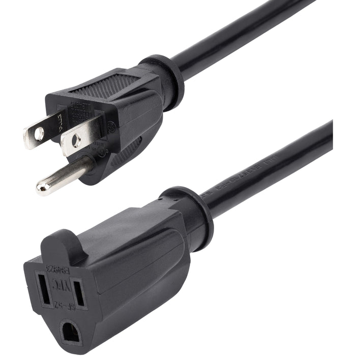 StarTech.com 15ft (4.5m) Power Extension Cord, NEMA5-15R to NEMA5-15P Black Extension Cord, 13A 125V, 16AWG, Computer Power Extension Cable - STCPAC10115