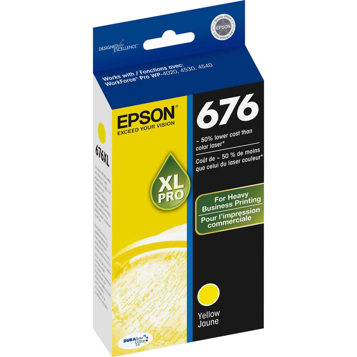 Epson DURABrite Ultra 676XL Original Inkjet Ink Cartridge - Yellow - 1 Each - EPST676XL420S