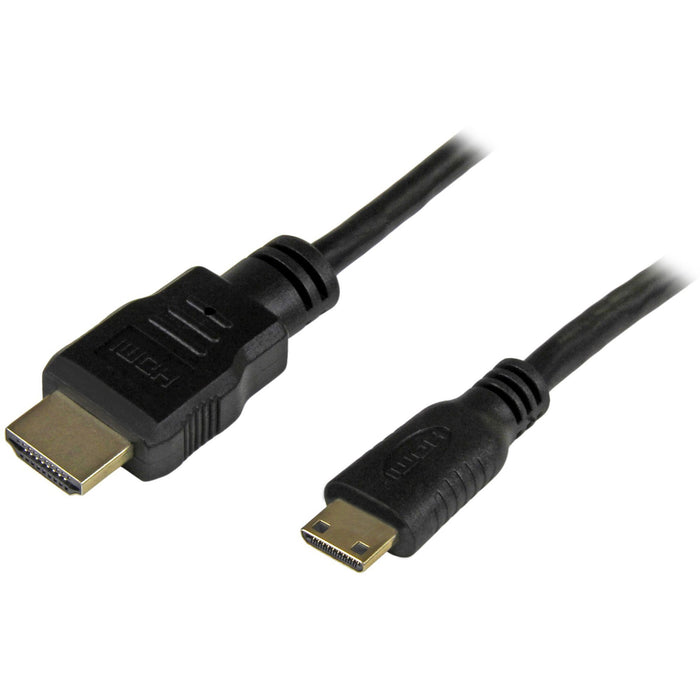 StarTech.com 1ft Mini HDMI to HDMI Cable with Ethernet, 4K 30Hz High Speed Mini HDMI 1.4 (Type-C) Device to HDMI Adapter Cable/Cord, M/M - STCHDMIACMM1