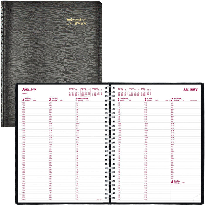 Brownline Soft Cover Twin-wire Weekly Planner - REDCB950BLK