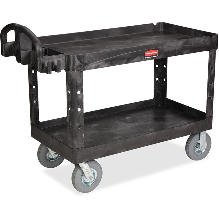 Rubbermaid Commercial Large Utility Cart with Lipped Shelf - RCP454600BK