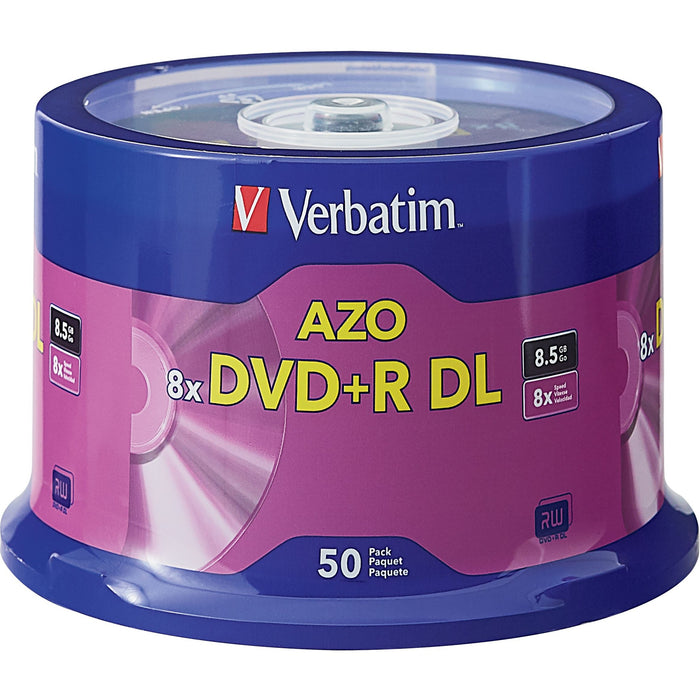 Verbatim DVD Recordable Media - DVD+R DL - 8x - 8.50 GB - 50 Pack Spindle - VER97000