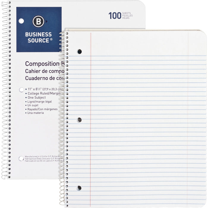 Business Source Wirebound College Ruled Notebooks - Letter - BSN10968