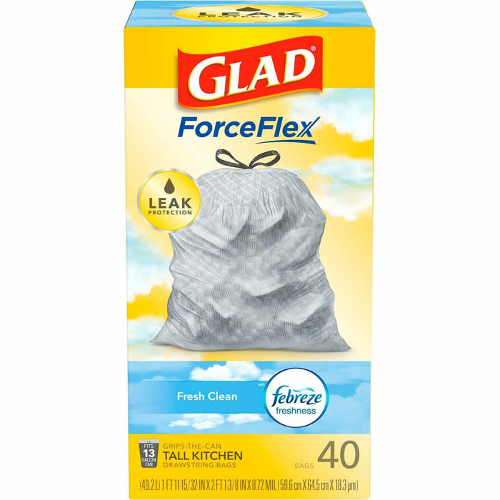 Glad ForceFlex Tall Kitchen Drawstring Trash Bags - CLO78361