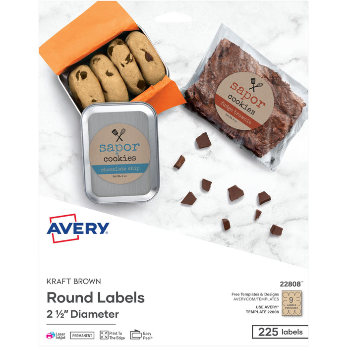 Avery&reg; Print-To-The-Edge Kraft Brown Labels - AVE22808
