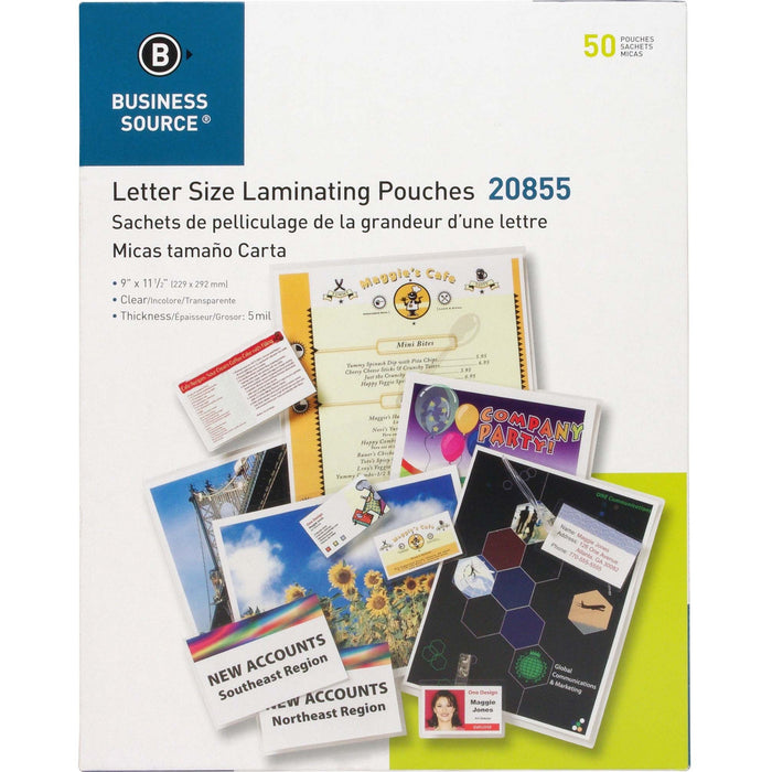 Business Source Letter Size Laminating Pouches - BSN20855