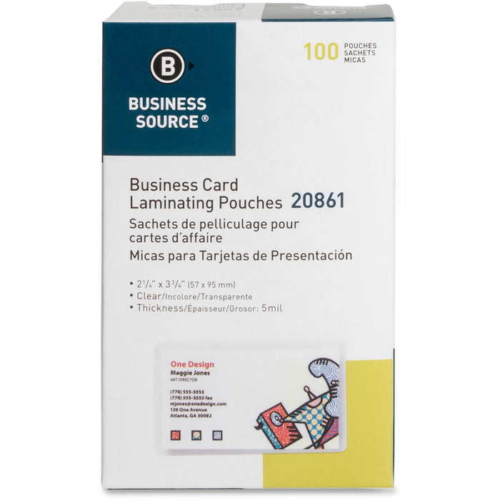 Business Source 5 mil Business Card Laminating Pouches - BSN20861