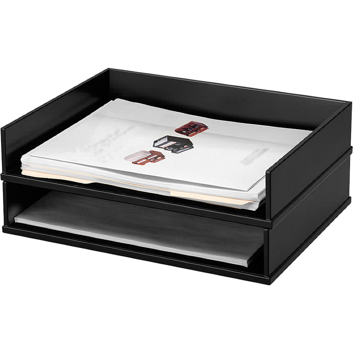 Victor 1154-5 Midnight Black Stacking Letter Tray - VCT11545