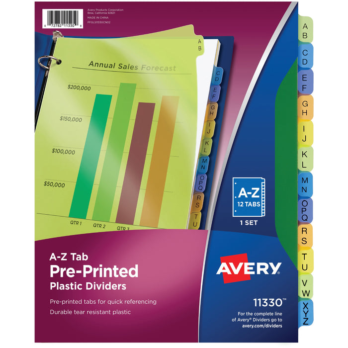 Avery&reg; Preprinted A-Z Plastic Dividers - AVE11330
