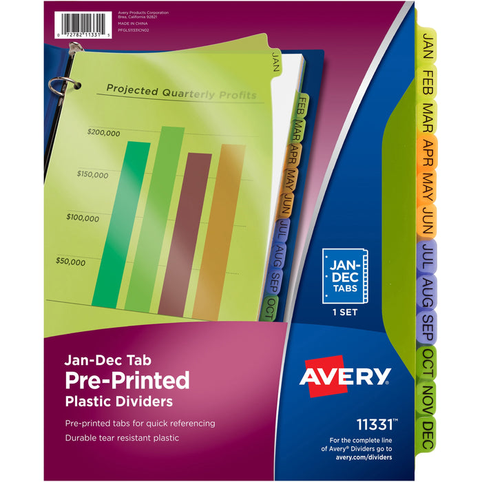 Avery&reg; Preprinted Monthly Tabs Plastic Dividers - AVE11331