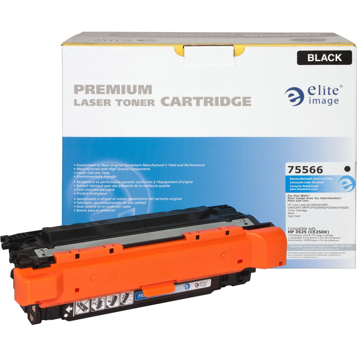 Elite Image Remanufactured Laser Toner Cartridge - Alternative for HP 504X (CE250X) - Black - 1 Each - ELI75566