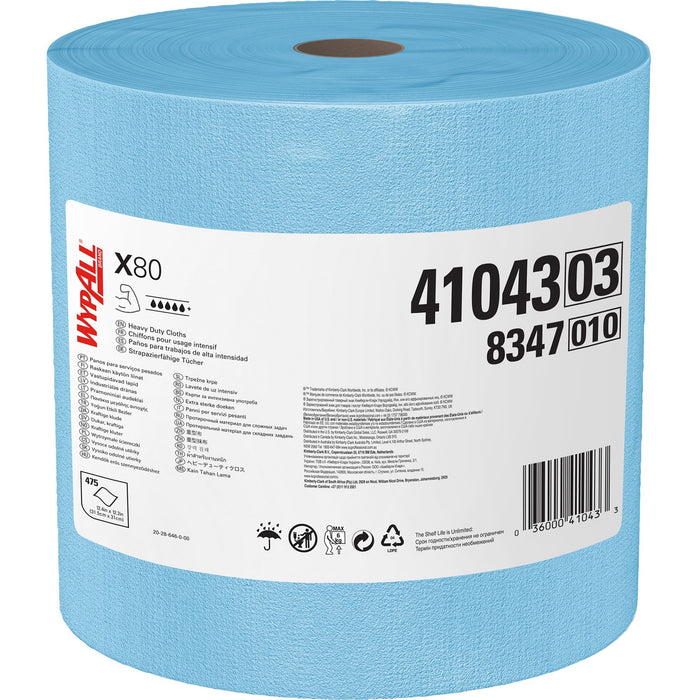 Wypall Power Clean X80 Heavy Duty Cloths, Extended Use Cloths Jumbo Roll - KCC41043