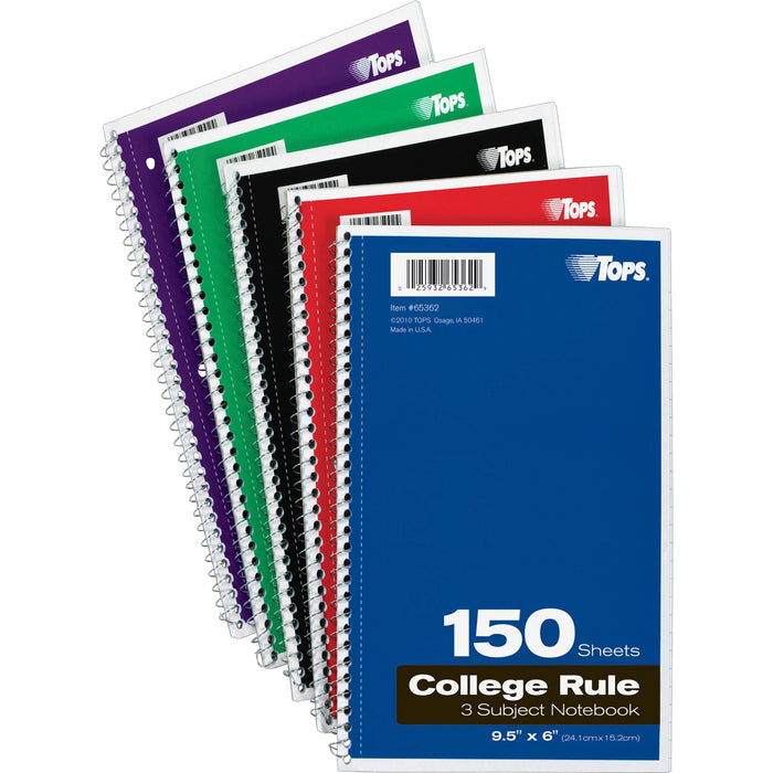 TOPS 3-subject College Ruled Notebook - TOP65362