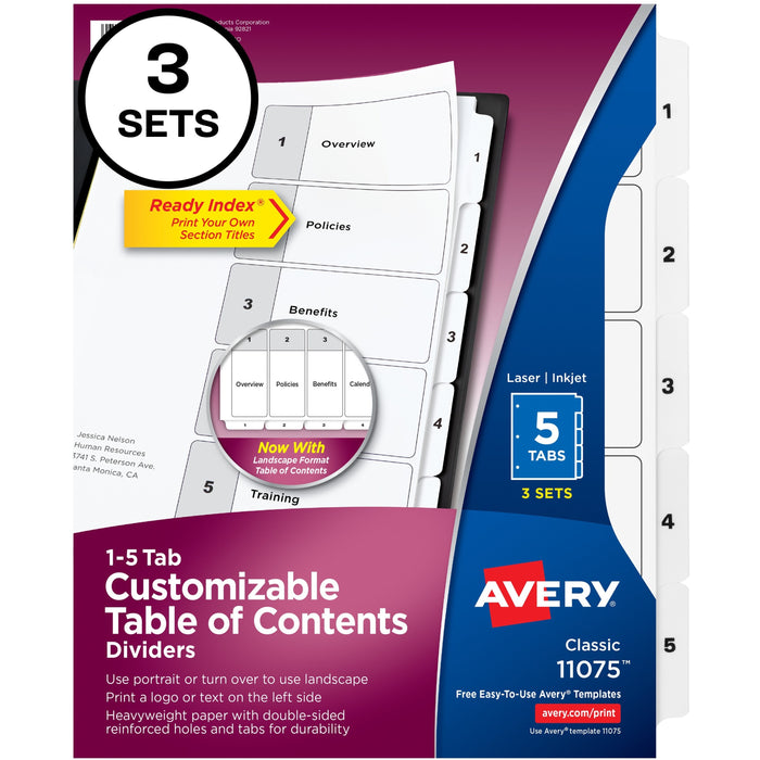 Avery&reg; Ready Index Classic Tab Binder Dividers - AVE11075