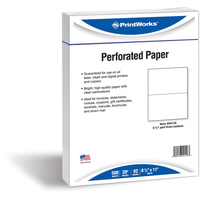 PrintWorks Professional Pre-Perforated Paper for Statements, Tax Forms, Bulletins, Planners & More - PRB04116
