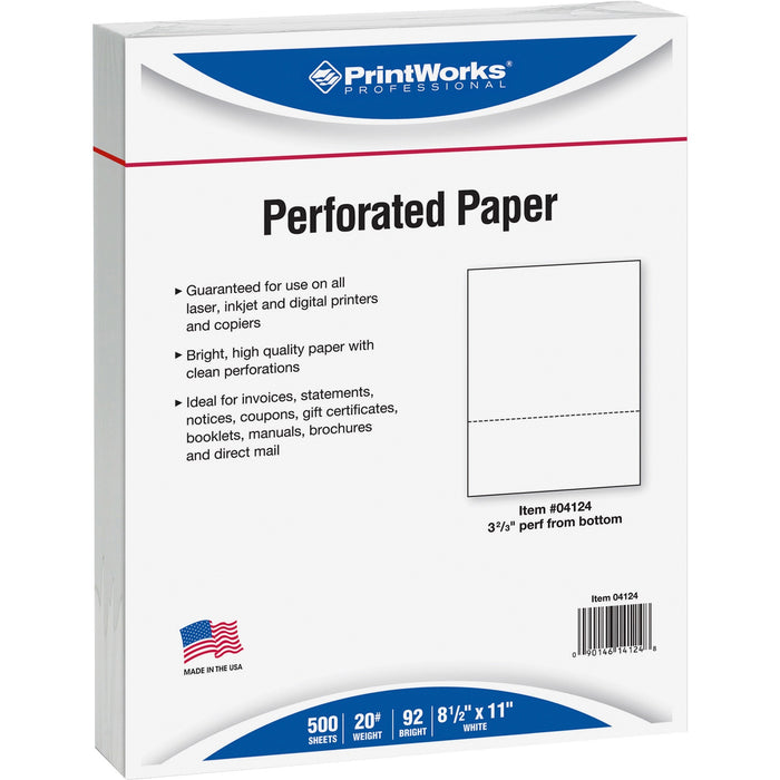 PrintWorks Professional Pre-Perforated Paper for Invoices, Statements, Gift Certificates & More - PRB04124