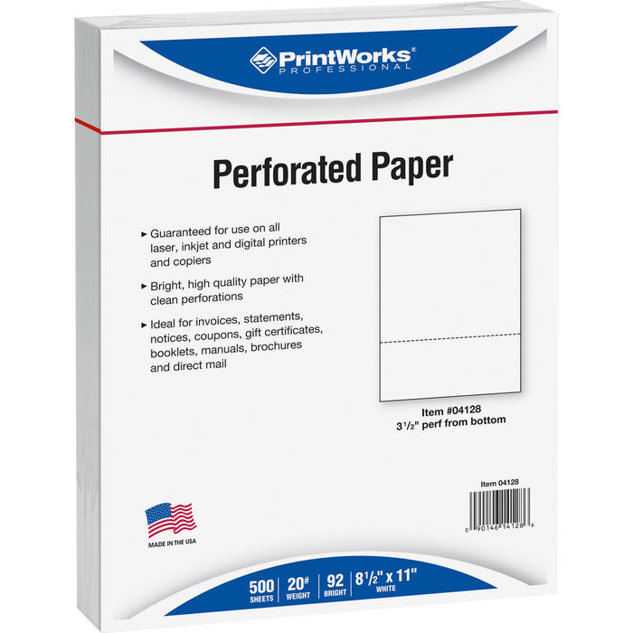 PrintWorks Professional Pre-Perforated Paper for Invoices, Statements, Gift Certificates & More - PRB04128