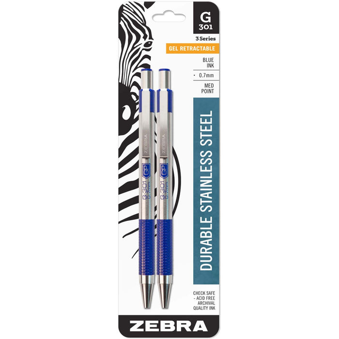 Zebra STEEL 3 Series G-301 Retractable Gel Pen - ZEB41322