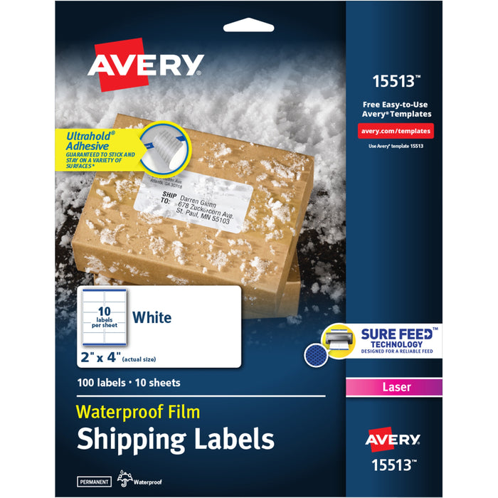 Avery&reg; 2" x 4" Labels, Ultrahold, 100 Labels (15513) - AVE15513