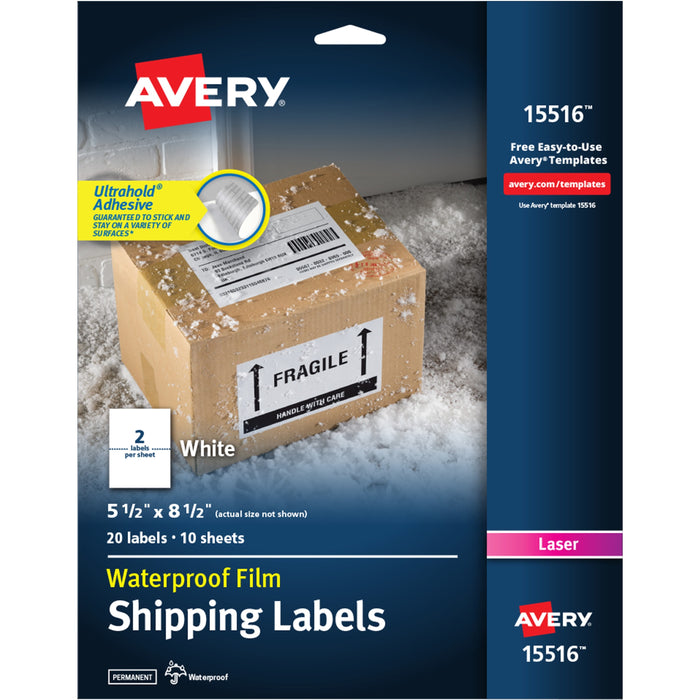 Avery&reg; 5-1/2" x 8-1/2" Labels, Ultrahold, 20 Labels (15516) - AVE15516