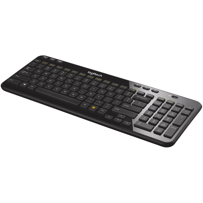 Logitech K360 Compact Wireless Keyboard for Windows, 2.4GHz Wireless, USB Unifying Receiver, 12 F-Keys, 3-Year Battery Life, Compatible with PC, Laptop (Glossy Black) - LOG920004088
