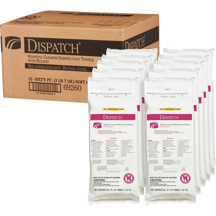 Dispatch Hospital Cleaner Disinfectant Towels with Bleach - CLO69260