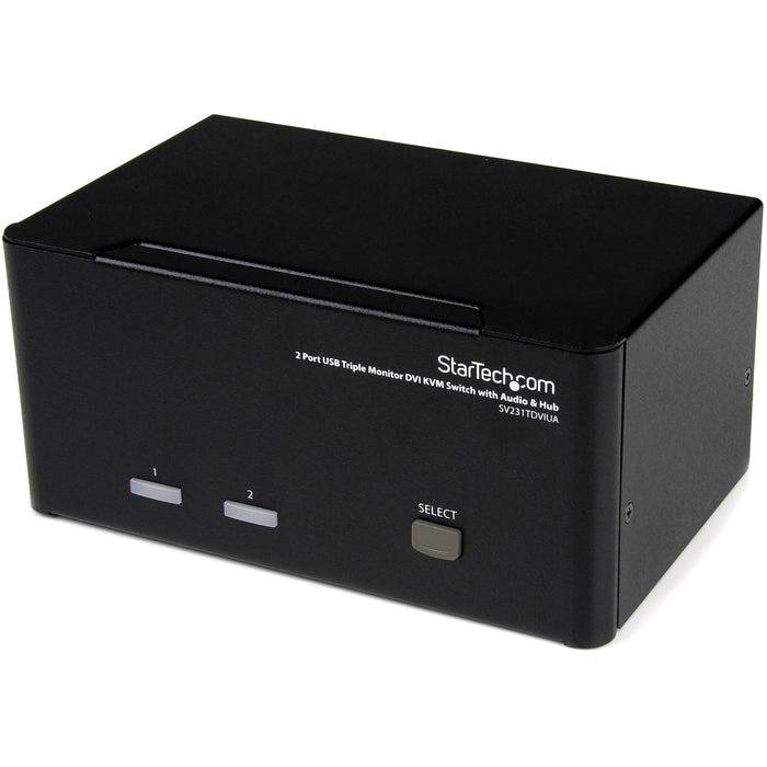 StarTech.com 2 Port Triple Monitor DVI USB KVM Switch with Audio & USB 2.0 Hub - STCSV231TDVIUA