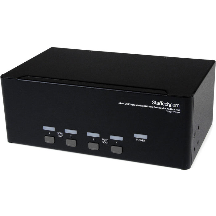 StarTech.com 4 Port Triple Monitor DVI USB KVM Switch with Audio & USB 2.0 Hub - STCSV431TDVIUA