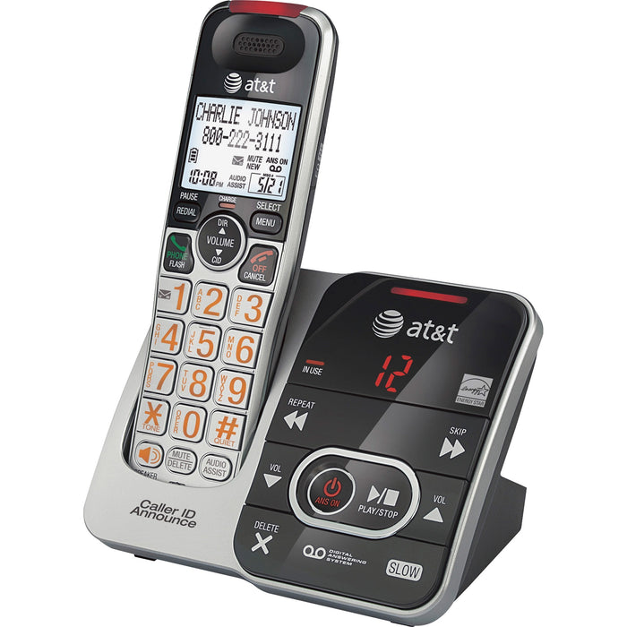 AT&T CRL32102 DECT 6.0 Expandable Cordless Phone with Answering System and Caller ID/Call Waiting, Silver/Black, 1 Handset - ATTCRL32102