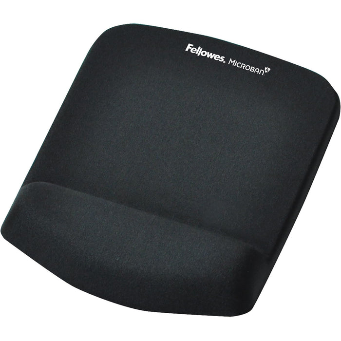 Fellowes PlushTouch&trade; Mouse Pad Wrist Rest with Microban&reg; - Black - FEL9252001