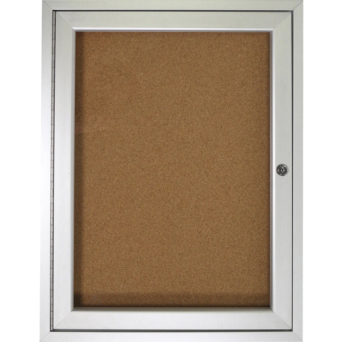 Ghent 1 Door Enclosed Natural Cork Bulletin Board with Satin Frame - GHEPA13630K