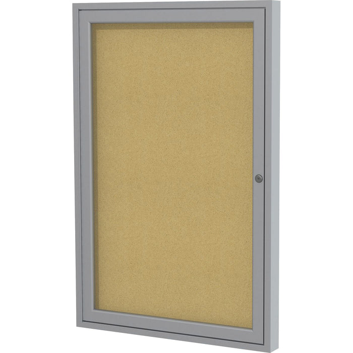 Ghent 1 Door Enclosed Natural Cork Bulletin Board with Satin Frame - GHEPA12418K