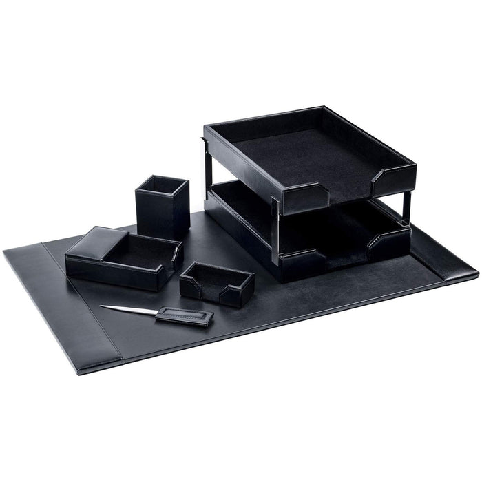 Dacasso 8-Piece Econo-Line Desk Set - Bonded Black Leather - DACD1403