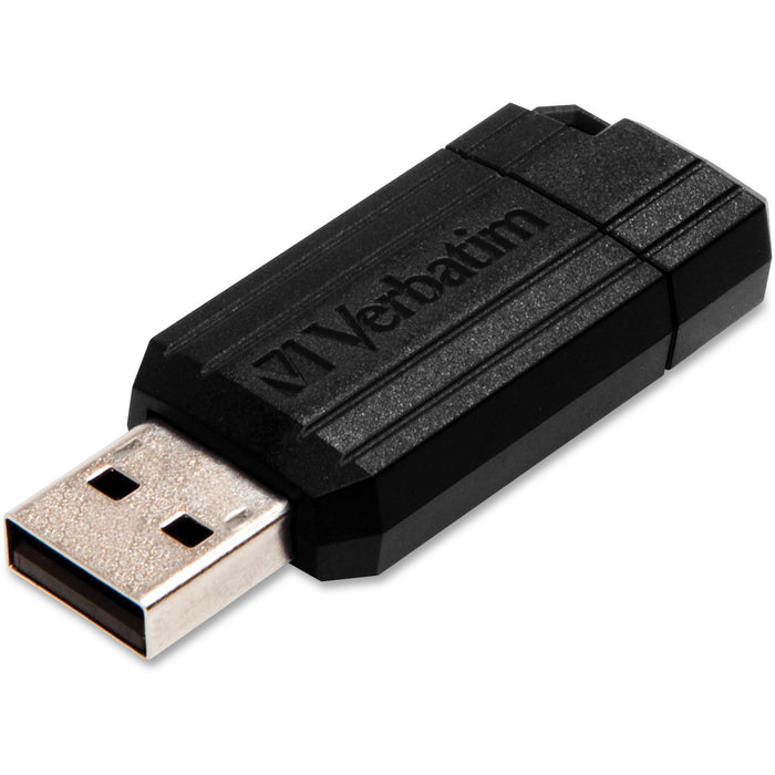 8GB PinStripe USB Flash Drive - Black - VER49062