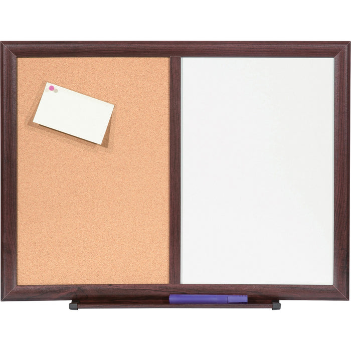 Lorell Dry-erase Mahogany Frame Cork Combo Boards - LLR84270