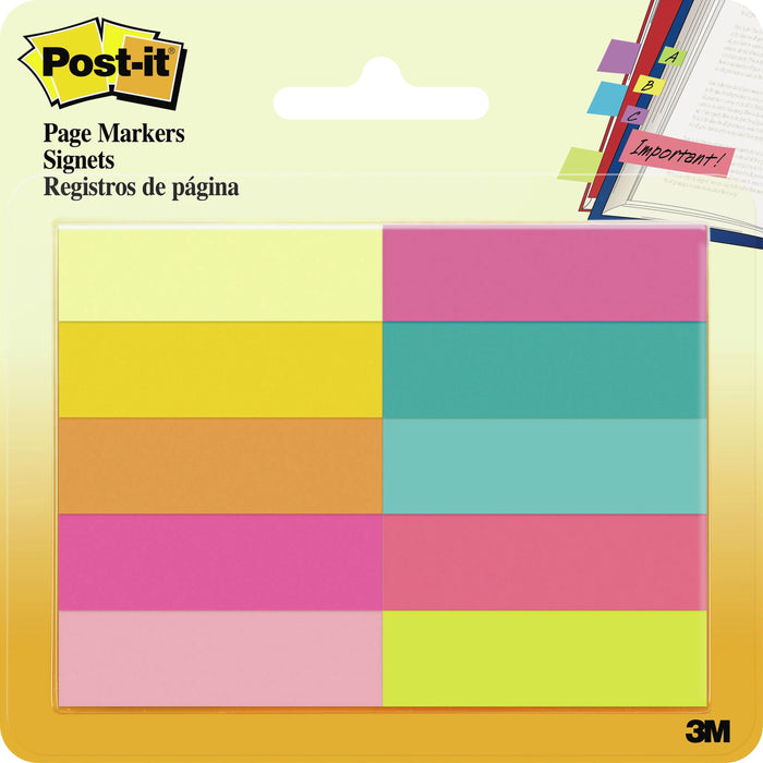 Post-it&reg; Page Markers - 1/2"W - Bright Colors - MMM67010AB