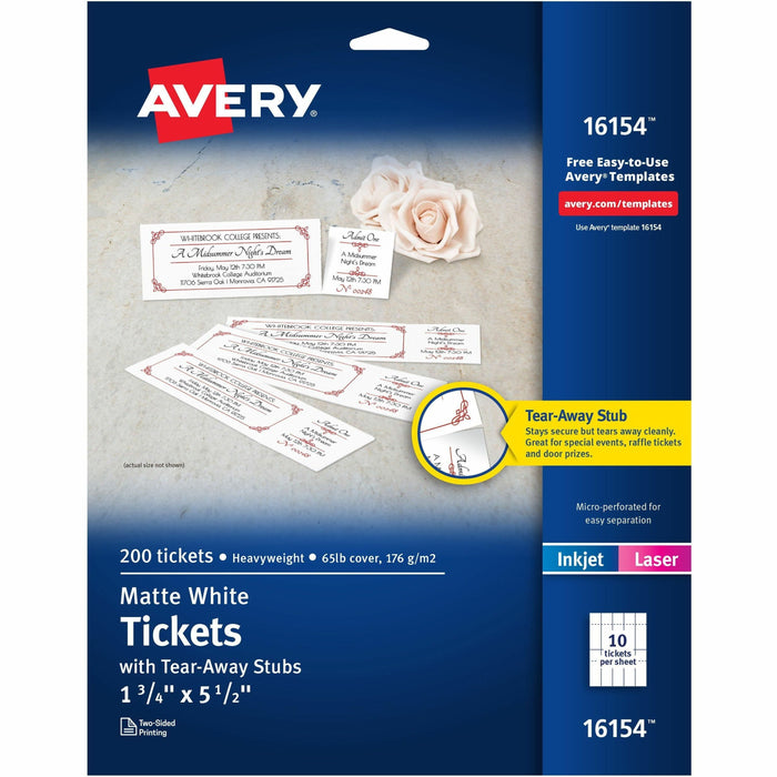 Avery&reg; Blank Tickets with Tear-Away Stubs - AVE16154