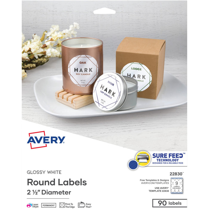 Avery&reg; Circle Labels - Sure Feed Technology - AVE22830