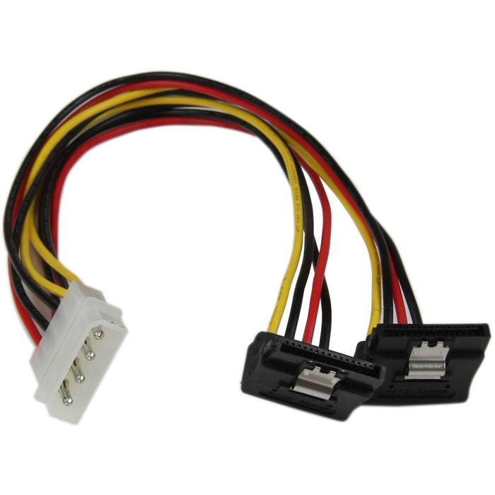 StarTech.com 12in LP4 to 2x Right Angle Latching SATA Power Y Cable Splitter - 4 Pin LP4 to Dual SATA - STCPYO2LP4LSATR