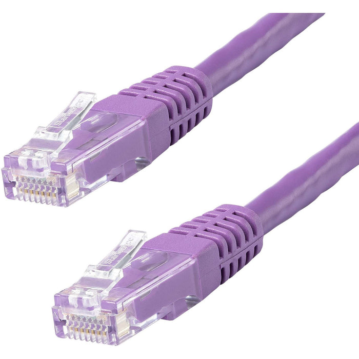 StarTech.com 15ft CAT6 Ethernet Cable - Purple Molded Gigabit - 100W PoE UTP 650MHz - Category 6 Patch Cord UL Certified Wiring/TIA - STCC6PATCH15PL