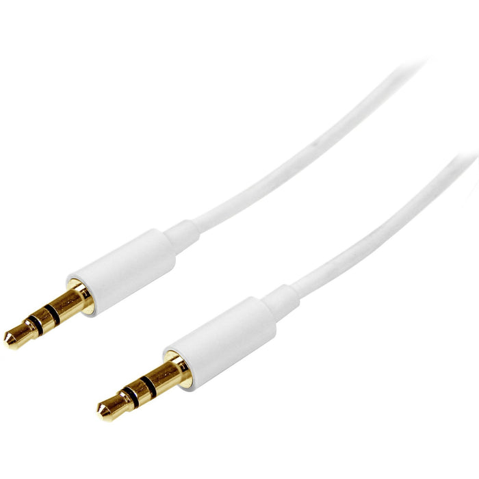 StarTech.com 2m White Slim 3.5mm Stereo Audio Cable - Male to Male - STCMU2MMMSWH