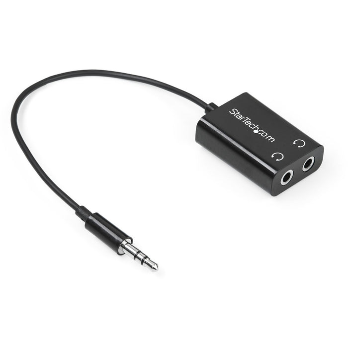 StarTech.com Black Slim Mini Jack Headphone Splitter Cable Adapter - 3.5mm Male to 2x 3.5mm Female - STCMUY1MFFADP