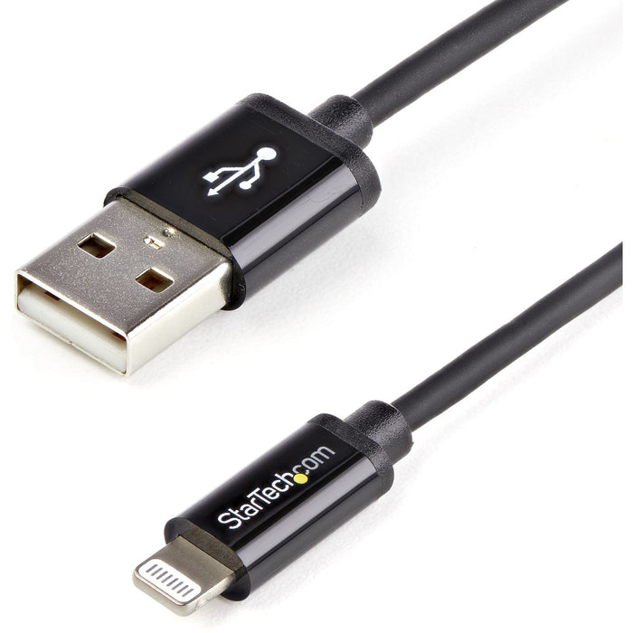 StarTech.com 1m (3ft) Black Apple&reg; 8-pin Lightning Connector to USB Cable for iPhone / iPod / iPad - STCUSBLT1MB