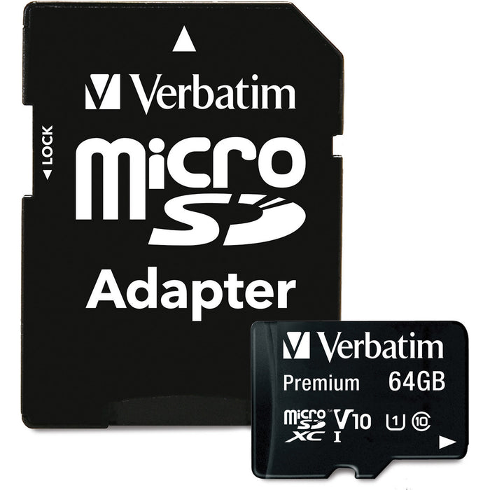 64GB Premium microSDXC Memory Card with Adapter, UHS-I V10 U1 Class 10 - VER44084