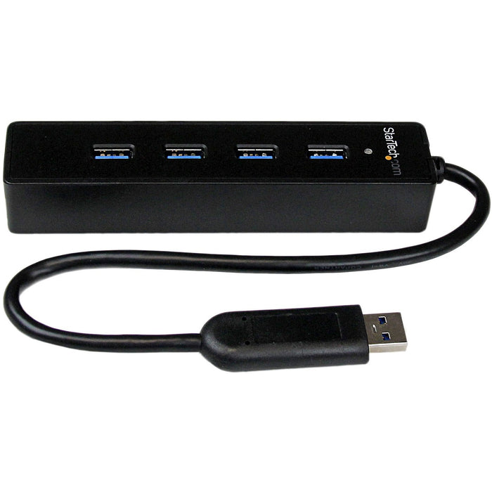 StarTech.com 4 Port Portable SuperSpeed USB 3.0 Hub with Built-in Cable - STCST4300PBU3