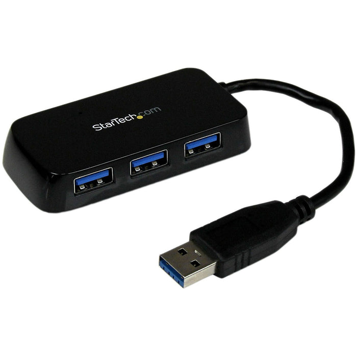 StarTech.com Portable 4 Port SuperSpeed Mini USB 3.0 Hub - Black - STCST4300MINU3B